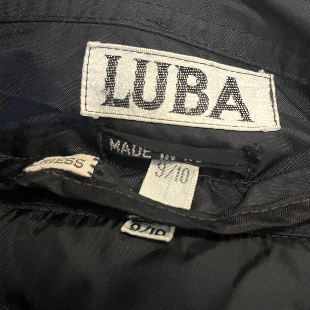 Luba Vintage Womans Black Nyon Asymmetrical Long Quilted Trench Rain Coat 9/10 - Picture 8 of 15